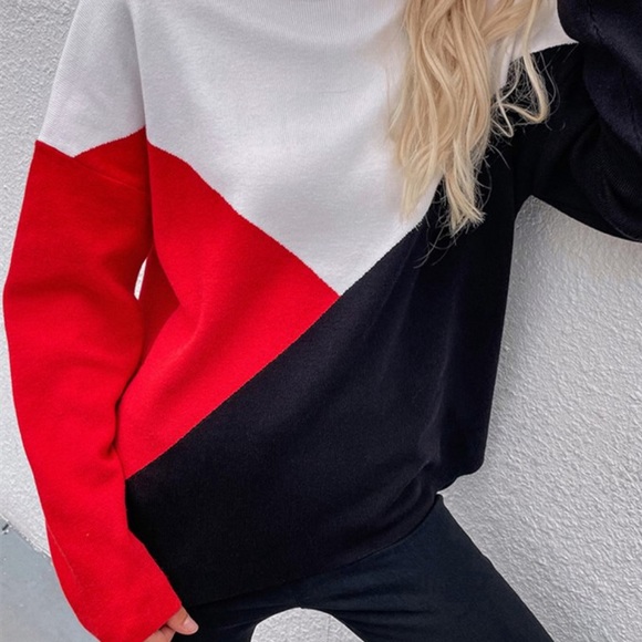 Hippie Rose Tops - Hippe  Rose Red Geometric Shapes Sweatshirt